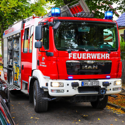 Löschfahrzeug am Einsatzstelle Verkehrsunfall