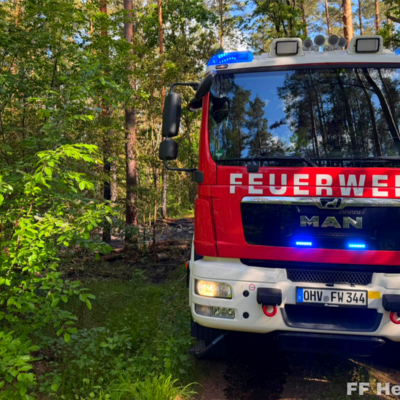 Bild vergr&ouml;&szlig;ern: Löschfahrzeug beim Einsatz Waldbrand